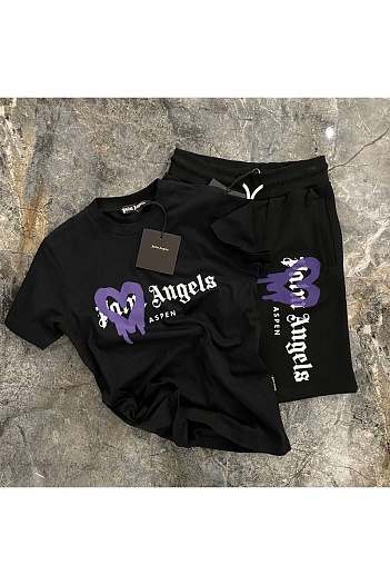 Мужская футболка Palm Angels Heart Sprayed Aspen - Black   