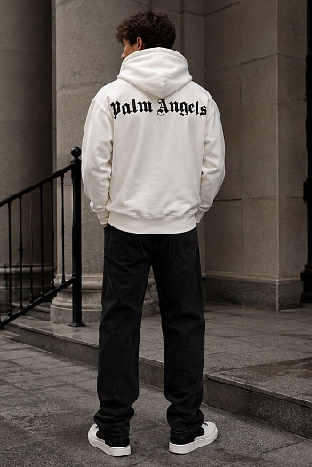 Мужское худи белого цвета Palm Angels logo-print   