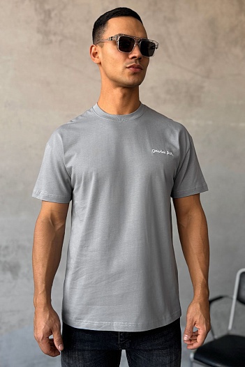 Мужская футболка Dior logo-embroidered - Grey   