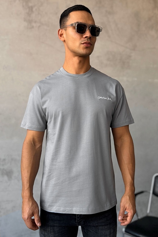 Мужская футболка Dior logo-embroidered - Grey