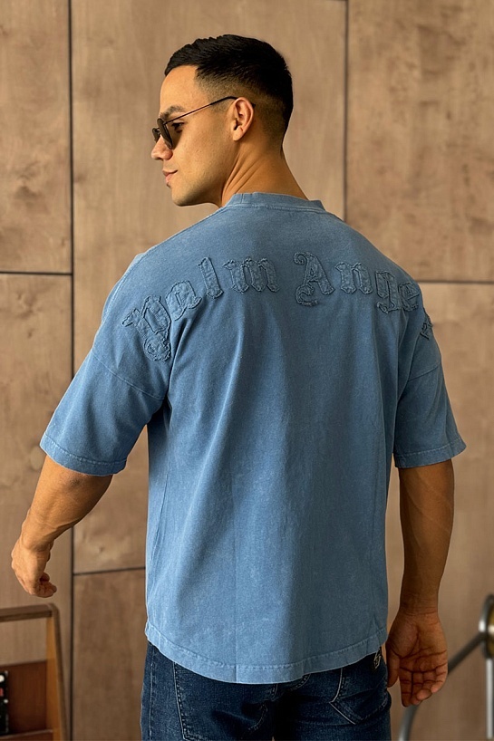 Синяя оверсайз футболка Palm  Angels