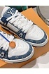 Женские кожаные кроссовки Louis Vuitton Trainer Monogram - White / Blue