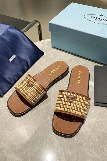 Женские шлёпанцы Prada Premium - Brown   