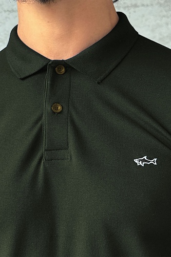 Зелёное поло Paul & Shark logo-embroidered   