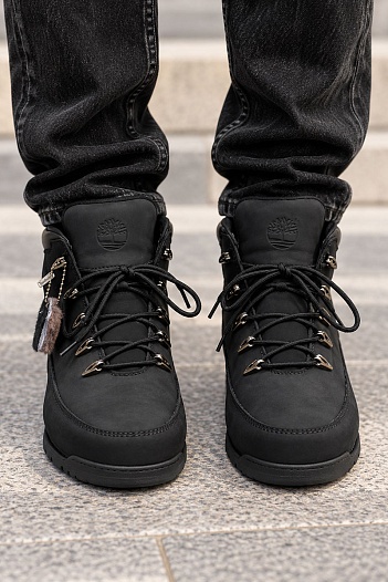 Мужские ботинки с мехом Timberland Euro Rock Hiker - Black   