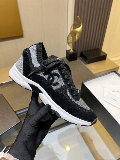 Женские кроссовки Chanel Premium - Black   