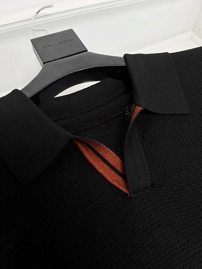 Мужское поло Zegna buttonless - Black   