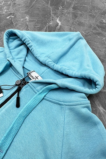Голубая кофта на молнии Stone Island compass-patch   