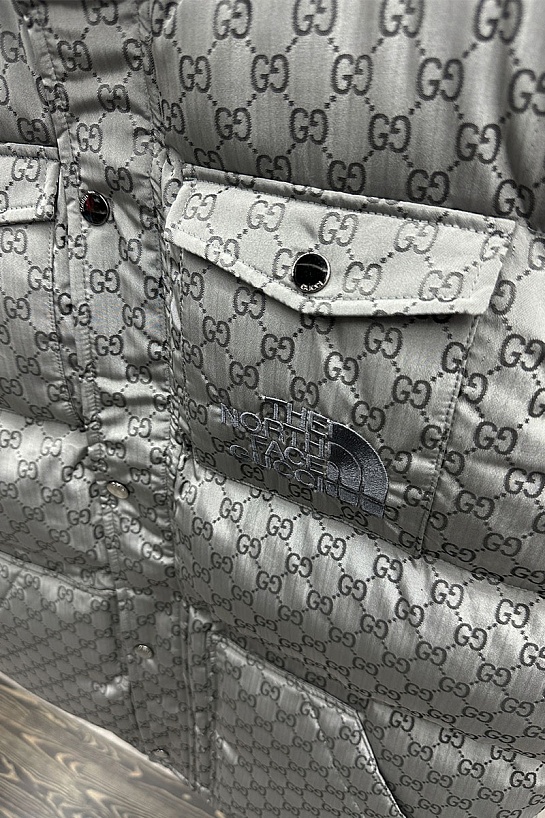 Серый жилет Gucci x The North Face Collaboration logo-embroidered