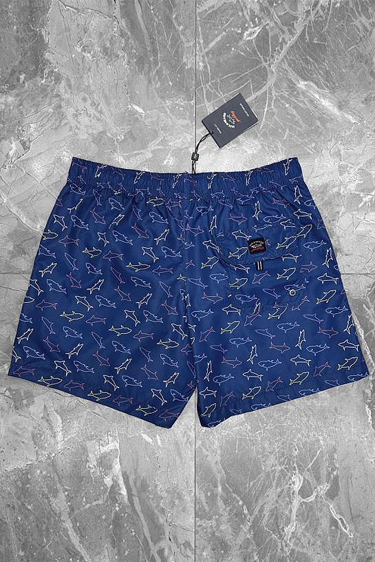 Мужские тёмно-синие шорты Paul & Shark shark-print