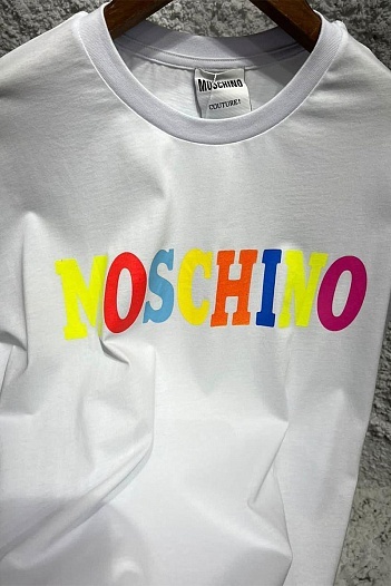 Белая оверсайз футболка Moschino colourblocked logo   