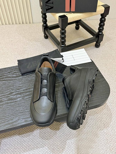 Кожаные кроссовки Zegna Triple Stitch Monte - Black   