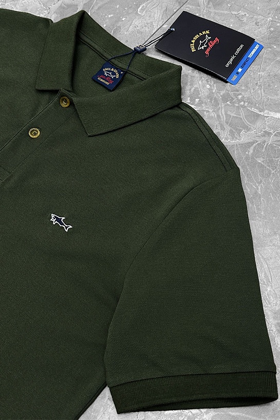 Зелёное поло Paul & Shark logo-embroidered