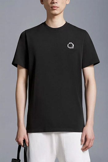 Мужская чёрная футболка Moncler Dragon patch   