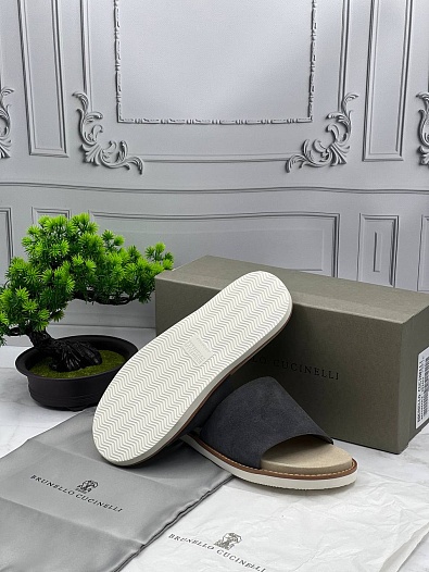 Мужские шлёпанцы Brunello Cucinelli - Grey   