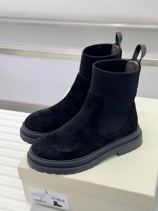 Женские замшевые сапоги Brunello Cucinelli premium - Black