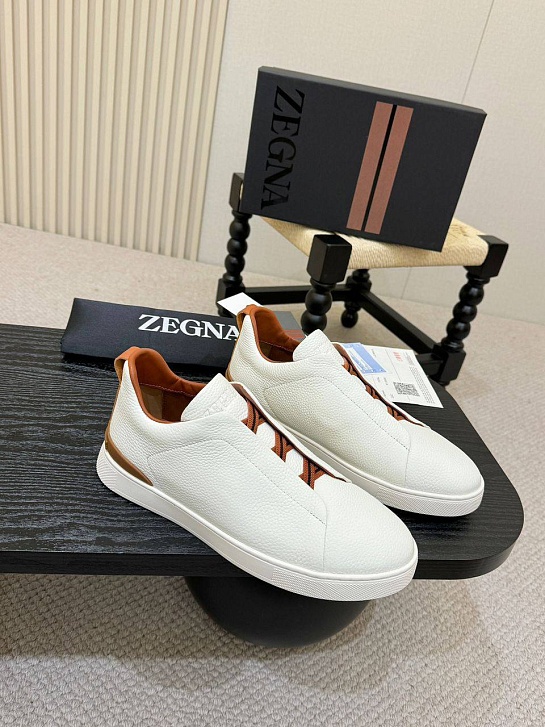 Кожаные кроссовки Ermenegildo Zegna Triple Stitch - White