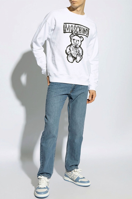 Мужской белый свитшот Moschino Teddy Bear