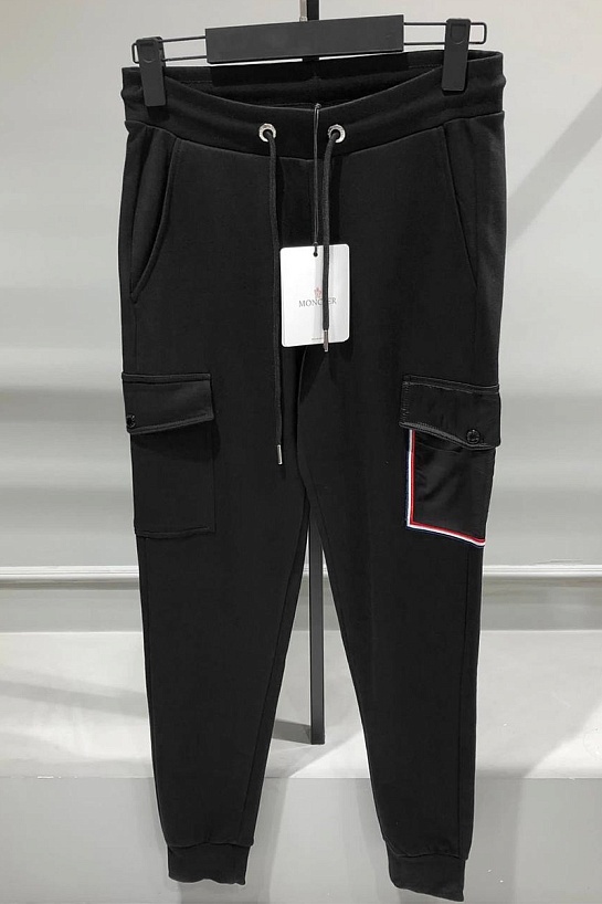 Мужские штаны чёрного цвета Moncler side pocket