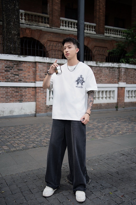 Белая оверсайз футболка Chrome Hearts Premium