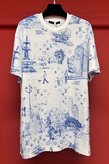 Белая футболка Louis Vuitton Monogram City Walk print   
