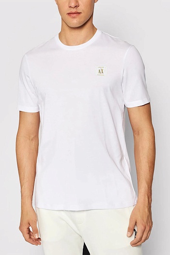 Футболка белого цвета Armani Exchange logo-patch   