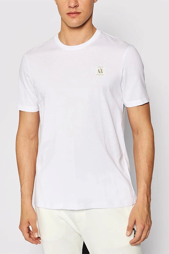 Футболка белого цвета Armani Exchange logo-patch