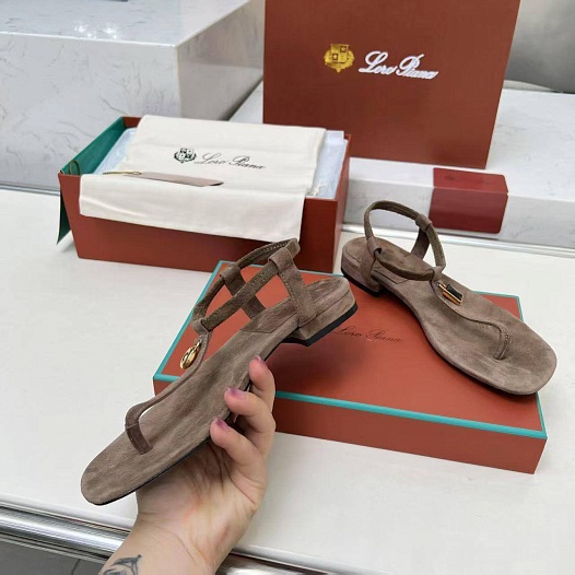 Женские замшевые сандалии Loro Piana Premium - Brown   