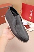 Кожаные лоферы с мехом Loro Piana Open Walk - Grey