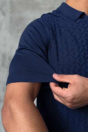 Мужское поло Stefano Ricci синего цвета   