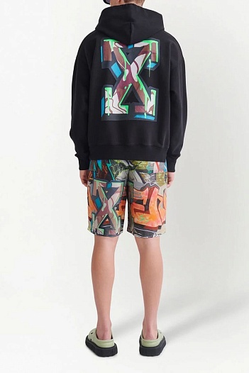 Мужское чёрное худи Off-White Arrows logo-print   