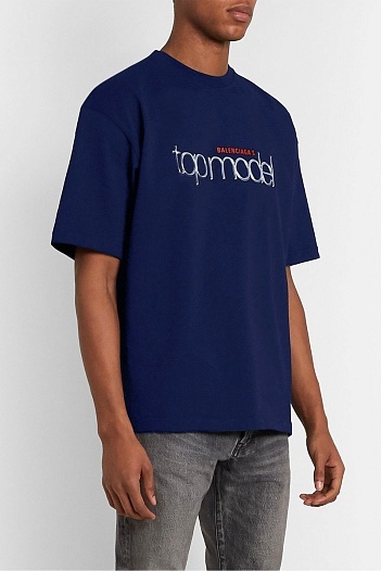 Синяя оверсайз футболка Balenciaga Top Model logo-print   