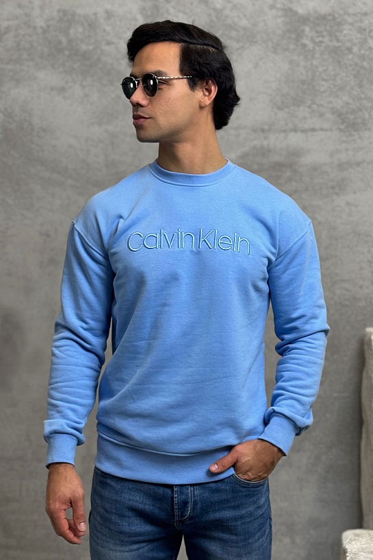 Свитшот голубого цвета Calvin Klein embroidered-logo