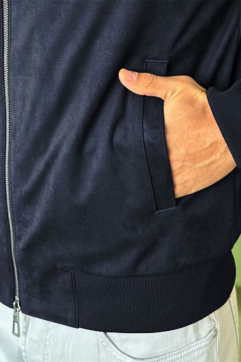 Мужской тёмно-синий бомбер Loro Piana   