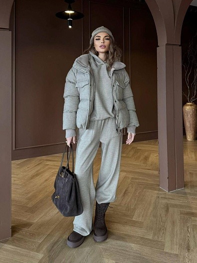 Женский костюм тройка на флисе Loro Piana premium - Beige   