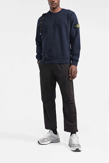 Мужской синий свитшот Stone Island с патчем на плече   