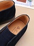 Замшевые лоферы с меховой стелькой Loro Piana Open Walk - Navy
