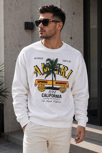 Белый мужской свитшот Amiri Rum Label logo-print   