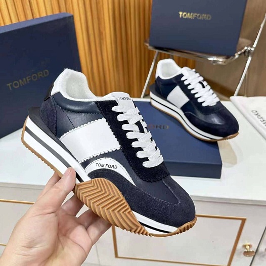 Комбинированные кроссовки Tom Ford James low-top - Navy / White   