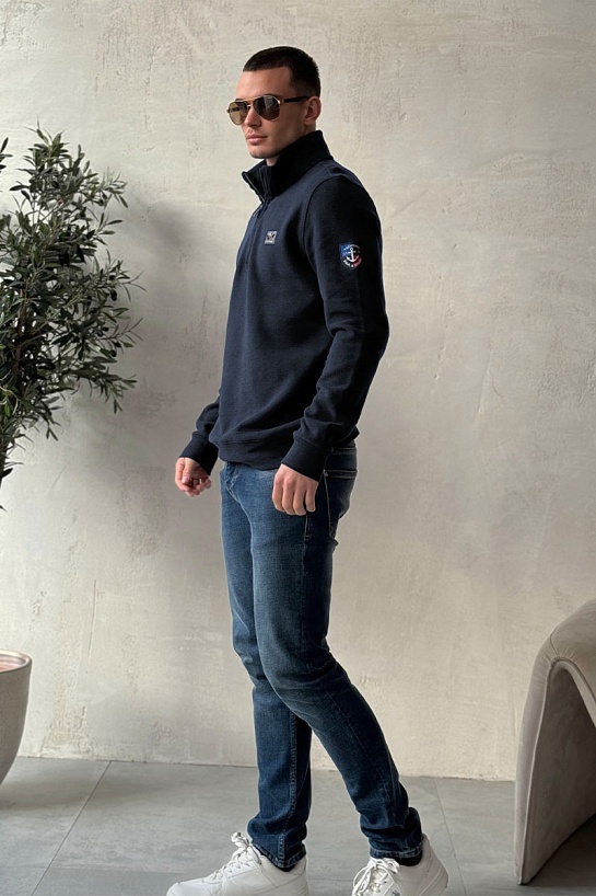 Кофта с высоким горлом Paul & Shark logo-patch - Navy