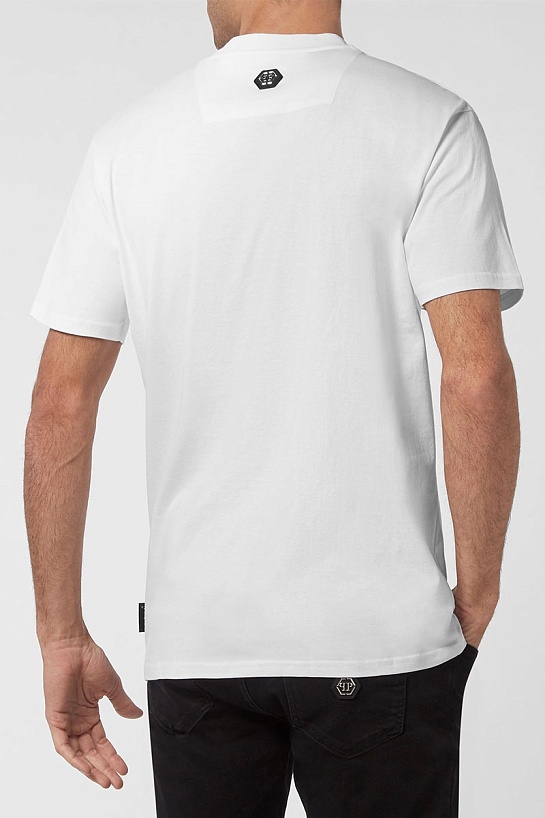 Белая футболка со стразами Philipp Plein king of crypto