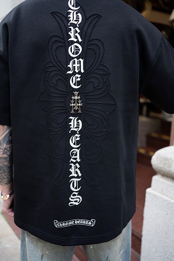 Чёрная оверсайз футболка Chrome Hearts Premium   