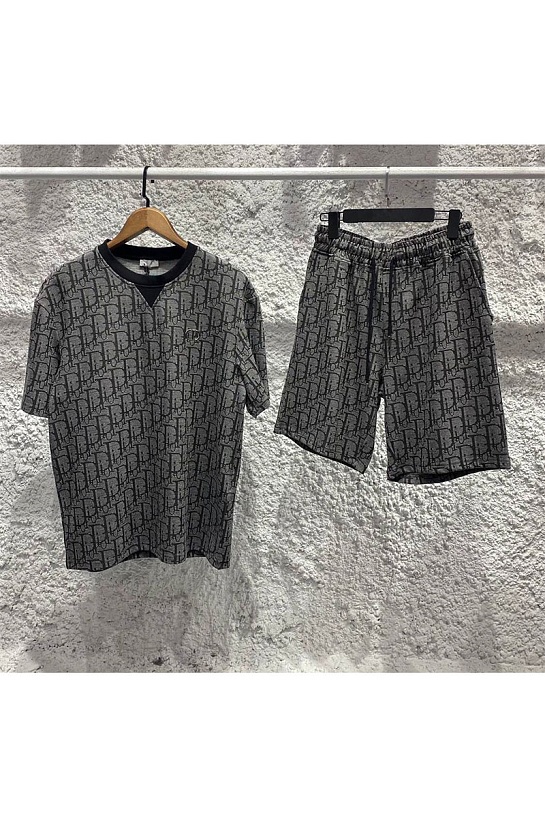 Мужские шорты Dior Oblique - Grey / Black