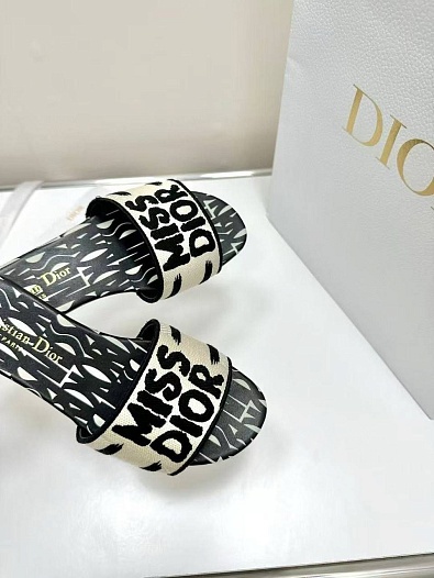 Женские шлёпанцы Dior Dway Premium - Black   