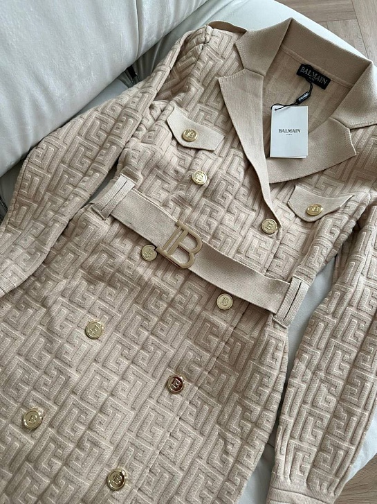 Женское бандажное платье с ремнем Balmain