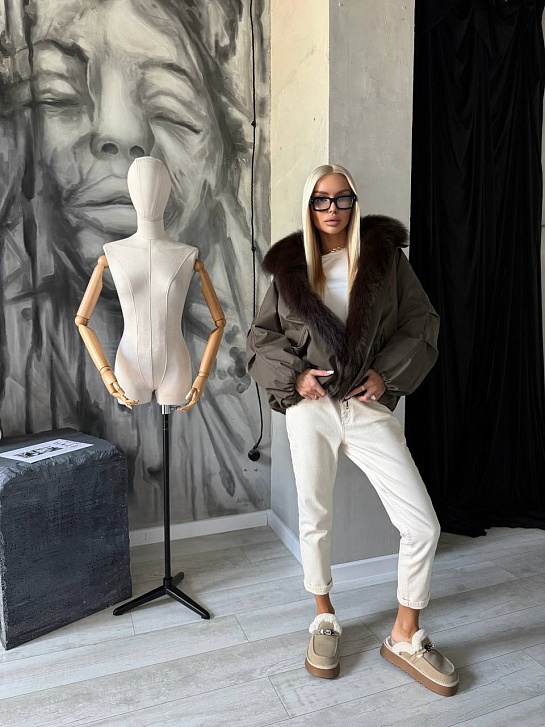 Женский бомбер с натуральным мехом Max Mara premium