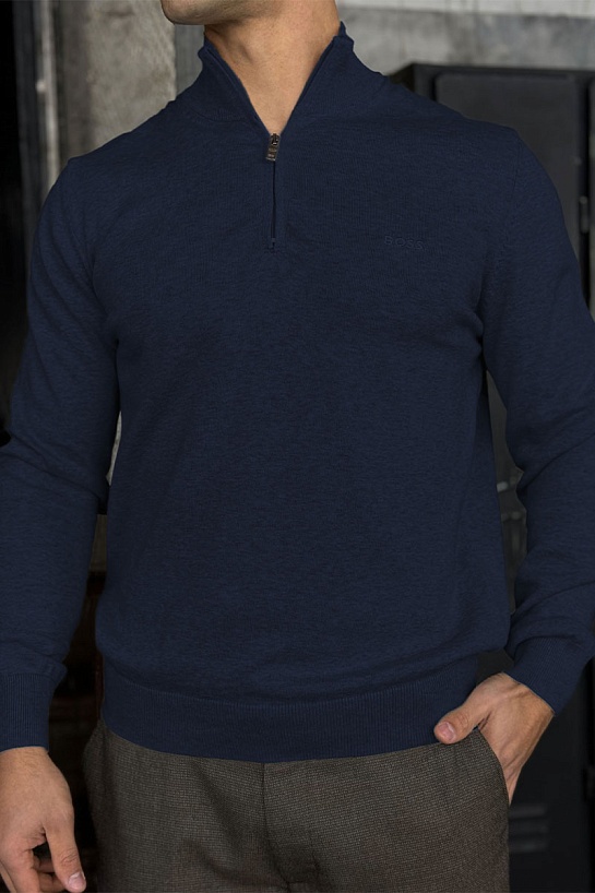 Мужской джемпер Hugo Boss quarter zip - Navy