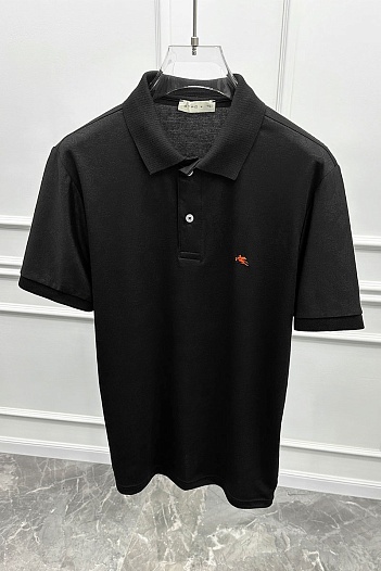 Чёрное поло Etro с узором пейсли   