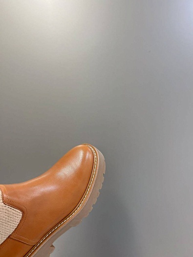Женские комбинированные сапоги Celine Premium - Brown   