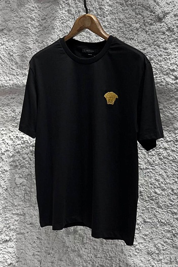 Чёрная оверсайз футболка Versace Medusa Head patch   